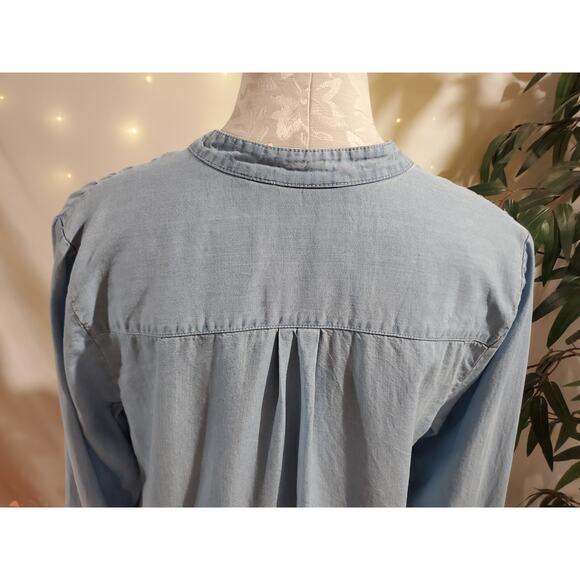 Soft Surroundings Adelaide Chambray Tunic Top Size 1X Light Blue Tencel Lyocell - Picture 7 of 11